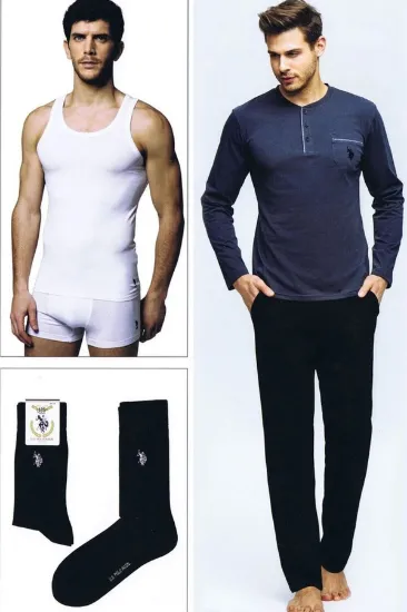 US Polo 17394 Erkek Uzun Kol Pijama Çeyiz Takımı resmi