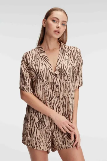 Anıl 9898 Kadın Kısa Kol Viskon Kumaş Desenli Pijama Takımı resmi