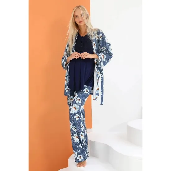 Mommysh 55714 Kadın Sabahlıklı Lohusa Pijama Takımı resmi