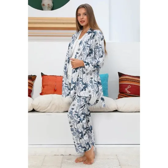 Mommysh 55715 Kadın Sabahlıklı Lohusa PijamaTakımı resmi