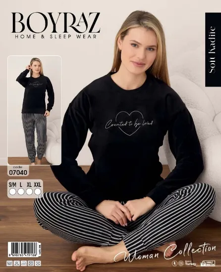 Boyraz 07040 Bayan Soft Kadife Pijama Takımı resmi