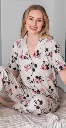 Alissa 6254 Kadın Mickey Mouselu Patlı Pijama Takımı resmi