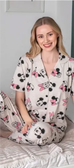 Alissa 6254 Kadın Mickey Mouselu Patlı Pijama Takımı resmi