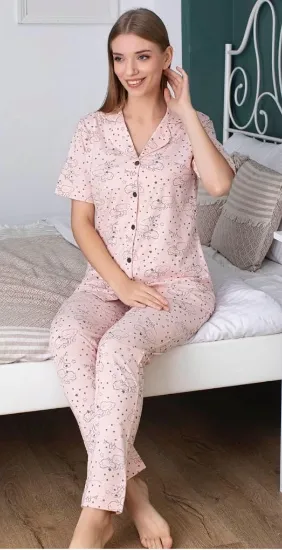 Alissa 6239 Kadın Desenli Patlı Pijama Takımı resmi