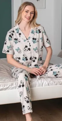 Alissa 6255 Kadın Mickey Mouselu Patlı Pijama Takımı resmi