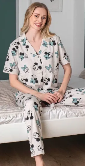 Alissa 6255 Kadın Mickey Mouselu Patlı Pijama Takımı resmi