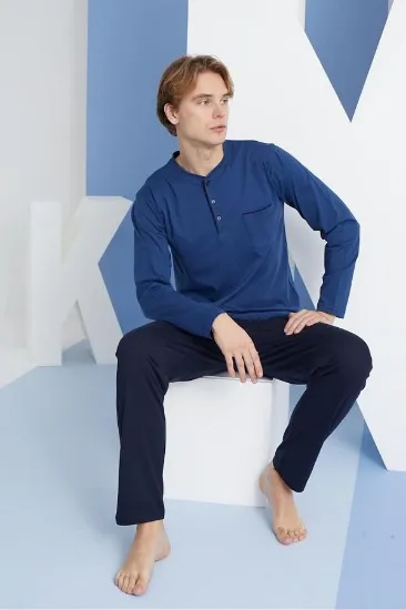 Kocabey 9250 Erkek Midi Yaka Pijama Takım resmi