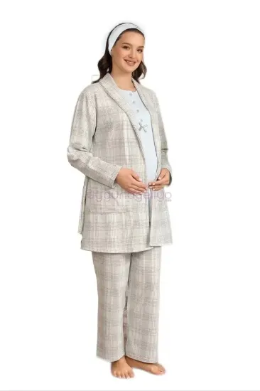 Ba-Ha 4425 Bayan Lohusa Kışlık 3'lü Pijama Takımı resmi