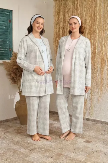 Ba-Ha 4425 Bayan Lohusa Kışlık 3'lü Pijama Takımı resmi