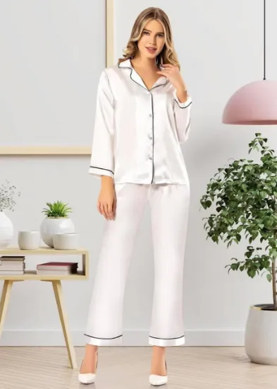 Freshness 2045 Saten Gömlek Yaka Patlı Pijama Takımı resmi