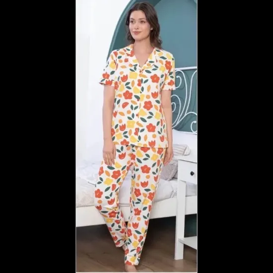 Freshness 109 Çiçekli Patlı Kısa Kol Pijama Takımı resmi