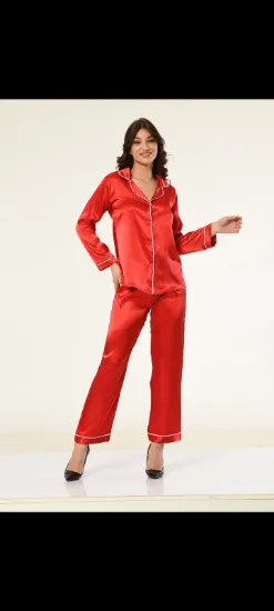 Freshness 2045 Saten Gömlek Yaka Patlı Pijama Takımı resmi