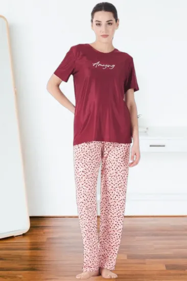 Estiva 25165 Kadın Marla Çicekli Kısa Kol Pijama Takımı resmi