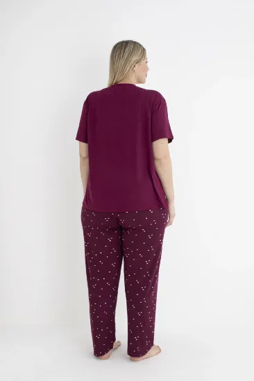 Estiva 25152 Kadın Battal  Beden Kalpli Kısa Kol Pijama Takımı resmi