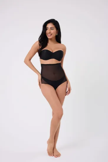 Freshness 0006 Lazer Kesim Tül Yüksek Bel Slip Korse resmi