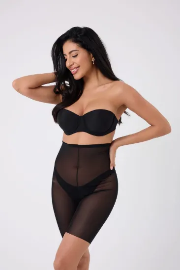 Freshness 0007 Lazer Kesim Tül Yüksek Bel Şort Korse resmi