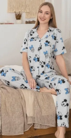 Alissa 6283 Kadın Mickey Mouselu Patlı Pijama Takımı resmi