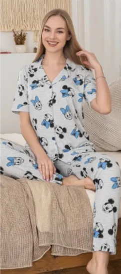 Alissa 6283 Kadın Mickey Mouselu Patlı Pijama Takımı resmi