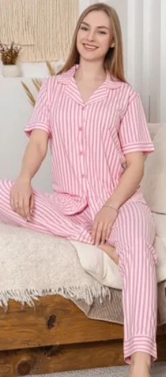 Alissa 6294 Kadın Çizgili Patlı Pijama Takımı resmi