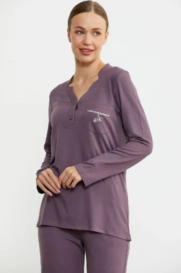 Sementa 76438 Yarım Düğmeli Cep Detaylı Pijama Takım resmi
