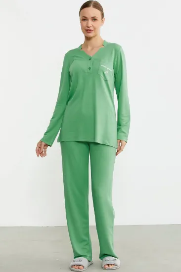 Sementa 76438 Yarım Düğmeli Cep Detaylı Pijama Takım resmi