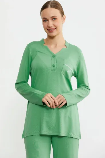 Sementa 76438 Yarım Düğmeli Cep Detaylı Pijama Takım resmi