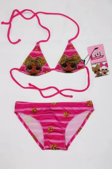 Lol Bebekli Sarı Yıldızlı Kız Çocuk Üçgen Bikini Takımı resmi