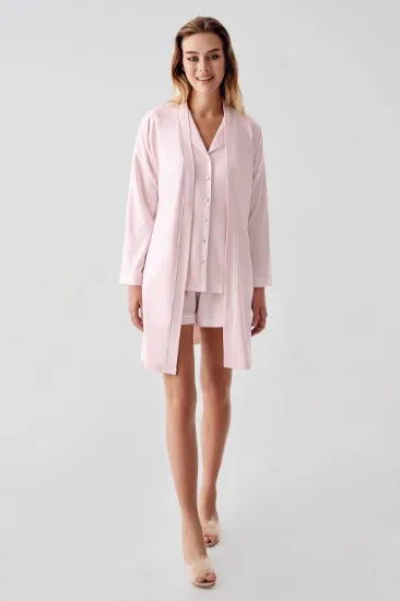 Freshness 324 Kadın 4'Lü Sabahlıklı Şorlu Pijama Takımı resmi