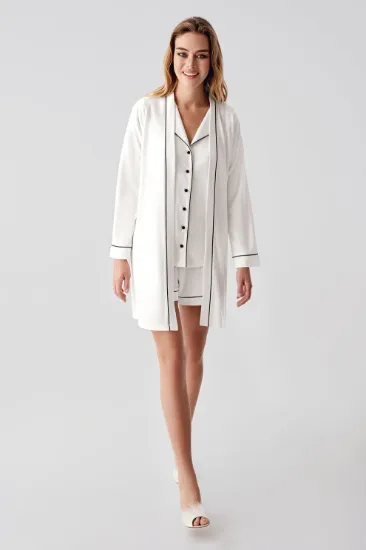 Freshness 324 Kadın 4'Lü Sabahlıklı Şorlu Pijama Takımı resmi