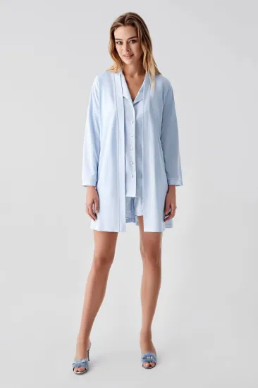 Freshness 324 Kadın 4'Lü Sabahlıklı Şorlu Pijama Takımı resmi
